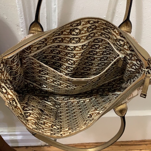 Authentic Gucci monogram top zip tote bag